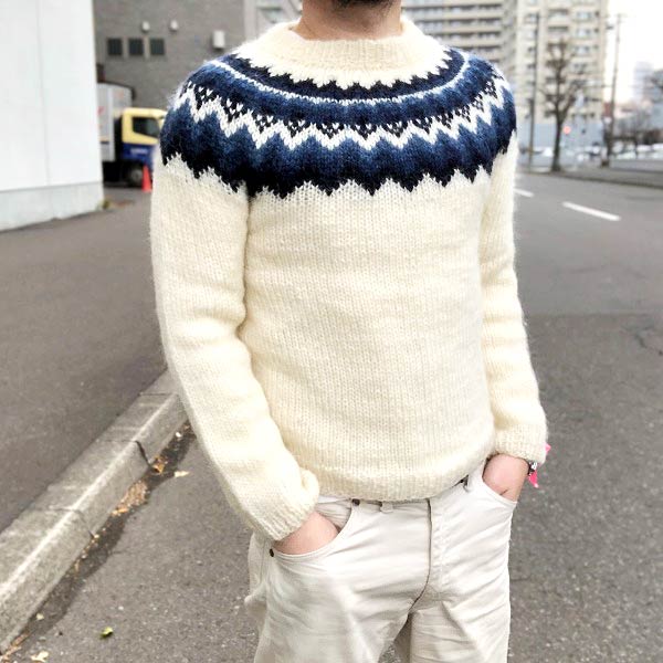 アイスランドセーター/白系【メンズXS程度】ロピーセーター 