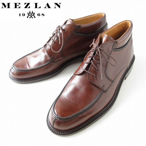 高級品 mezlan Uチップ アンクル ブーツ 茶系 27cm モックトゥ 
