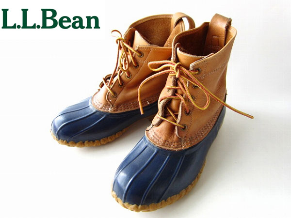 USA製/L.L.Bean/ビーンブーツ/5ホール/紺系×茶系【レディース24.5 