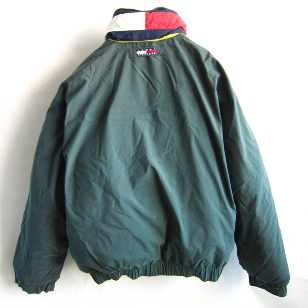 90's/トミーヒルフィガー/ダウンジャケット/緑系【XL】大きいサイズ