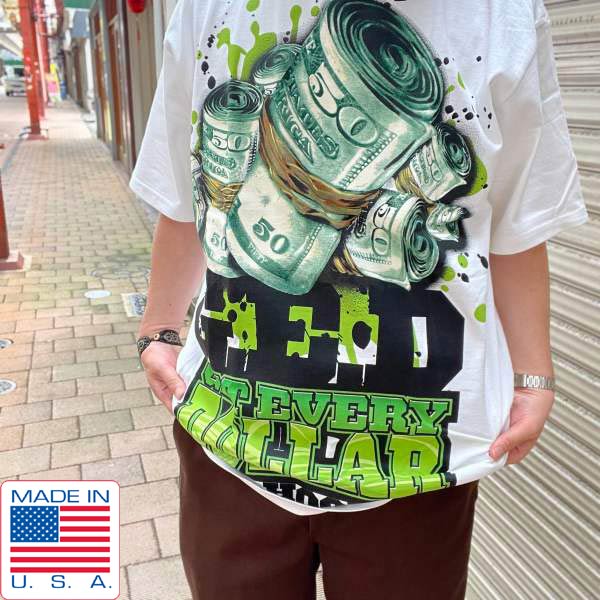 新品 90s USA製 G.E.D. ヒップホップ アートプリント 半袖Tシャツ