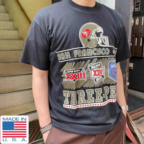 レア USA製 1990年製 NFL 49ERS SUPER BOWL 2連覇 半袖Tシャツ 黒 XL ブラック 90's アメフト アメリカ製  ビンテージ d143 - 札幌 ビンテージ 古着屋 BRIDGE（ブリッジ） ビンテージ古着 通販サイト | オンラインストア