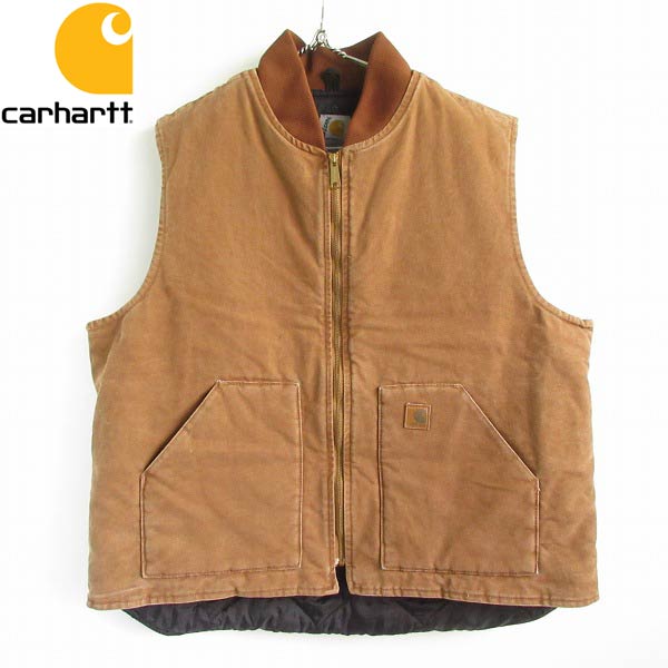 Carhartt☆カーハート　レザータグ　ベスト　茶色　ブラウン　ビッグサイズ