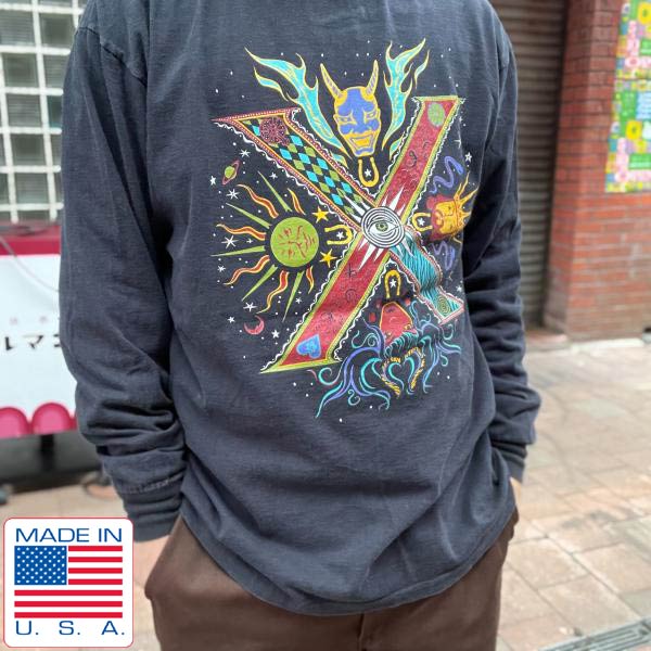希少 90s USA製 X エックス ロックT 長袖Tシャツ【XL】Rave On 