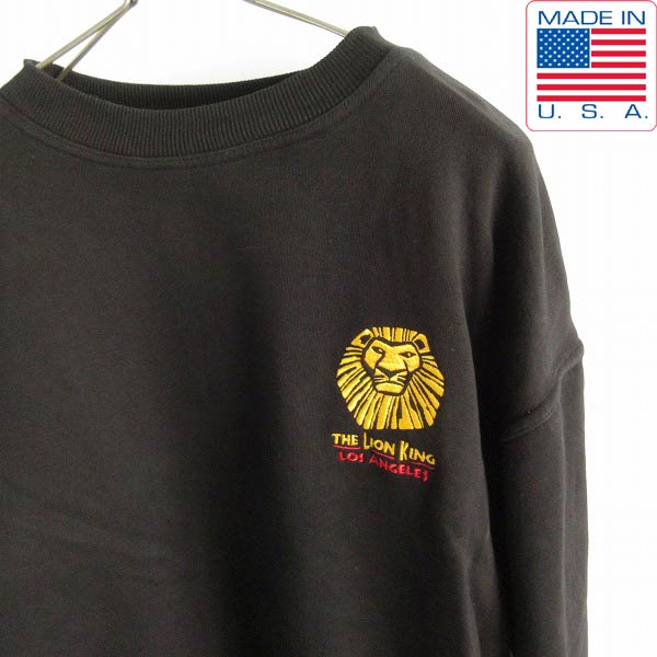 極美品 90s-00s USA製 ライオンキング 刺繍入り スウェット 黒 L ...