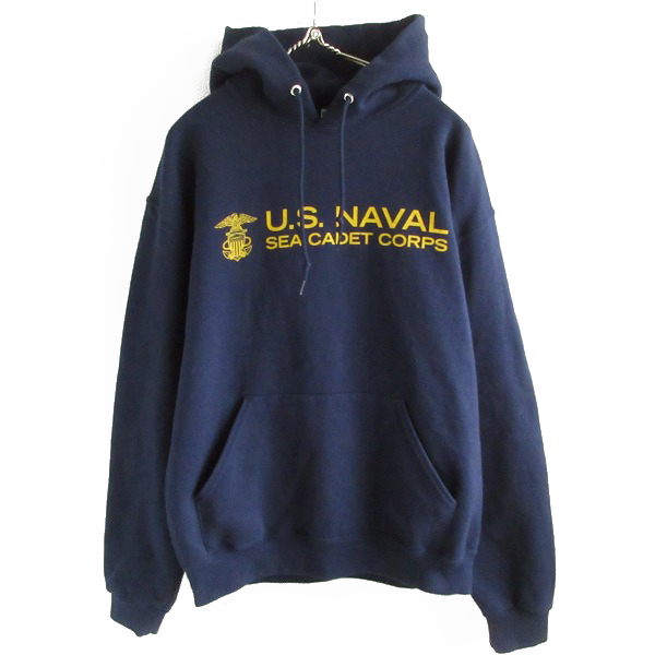 米軍 USNSCC 米国海軍海軍士官候補生隊 プルオーバー スウェット パーカー 紺系 M フーディ US NAVAL SEA CADET