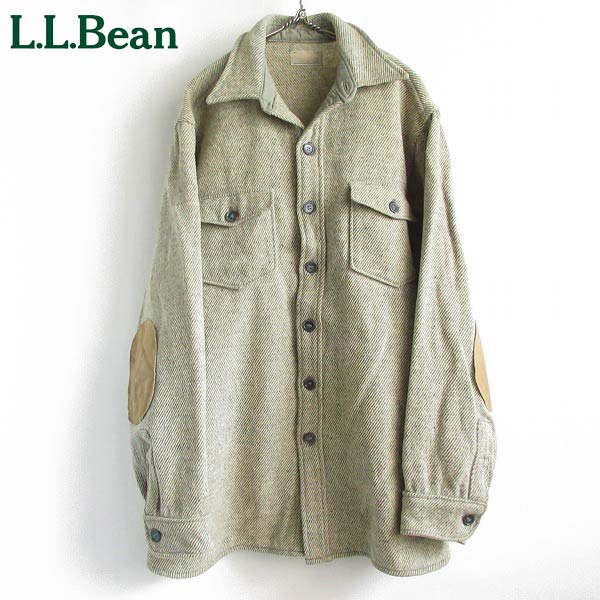 80's USA製 L.L.Bean ウールリッチ製 ウールシャツ XL程度 肘当て ...