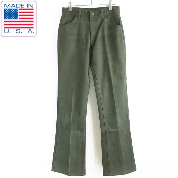 80s USA製 Lee リー 200-0133 ツイル パンツ フレアパンツ 緑系
