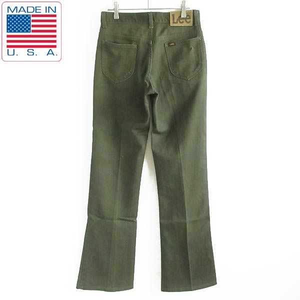 80s USA製 Lee リー 200-0133 ツイル パンツ フレアパンツ 緑系 