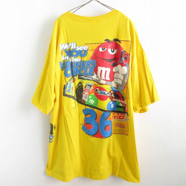 レア USA製 m&m's ナスカー2000 レーシングチーム 半袖Tシャツ 黄色系 3XL NASCAR エムアンドエムズ アメリカ製