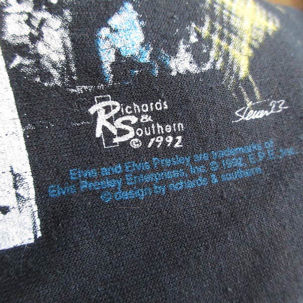 レア 90's USA製 エルビス プレスリー 半袖Tシャツ 黒 XL ブラック 袖 