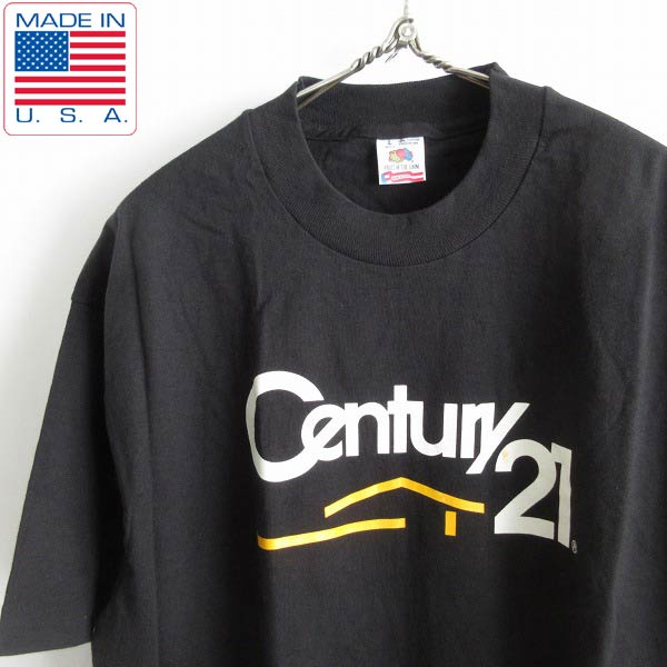 新品 90's USA製 Century21 企業物 ロゴ 半袖Tシャツ 黒 L