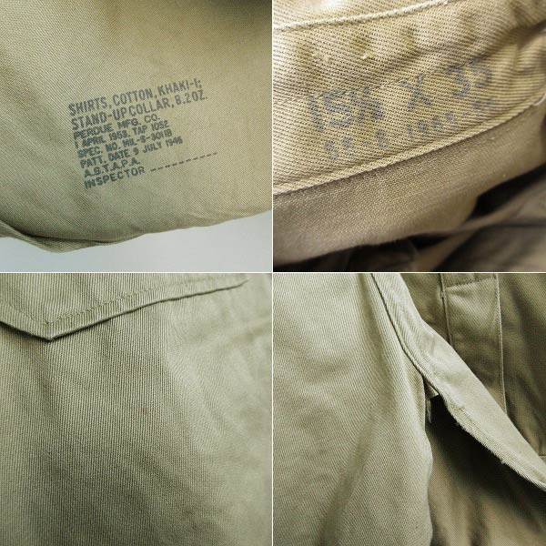 50s USA製 実物 米軍 US ARMY チノシャツ カーキ 15-1/2 長袖シャツ ...