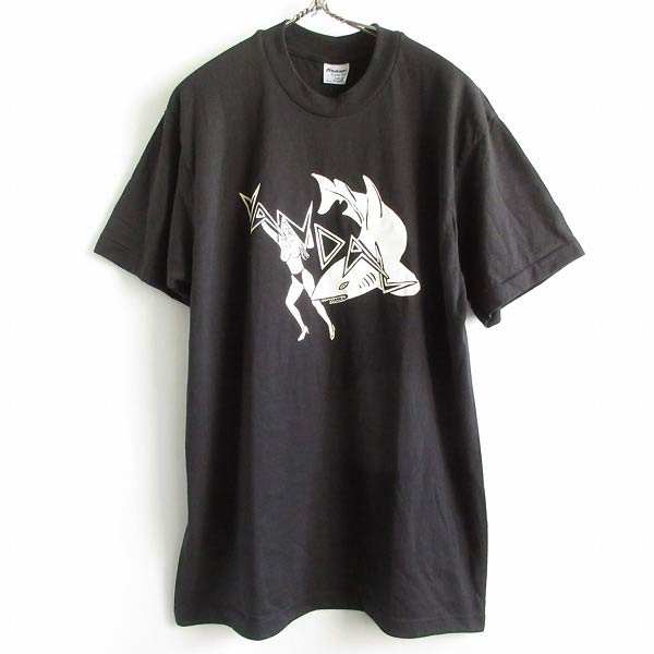 新品 90s USA製 ヌード女性×サメ 半袖Tシャツ 黒 M程度 ブラック エロT