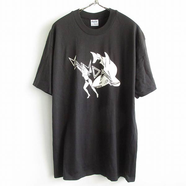 新品 90s USA製 エロT ヌード女性×サメ 半袖Tシャツ 黒 L程度 ブラック