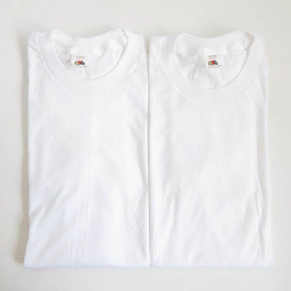 新品 2枚セット 80s USA製 フルーツオブザルーム 無地 半袖Tシャツ 白 
