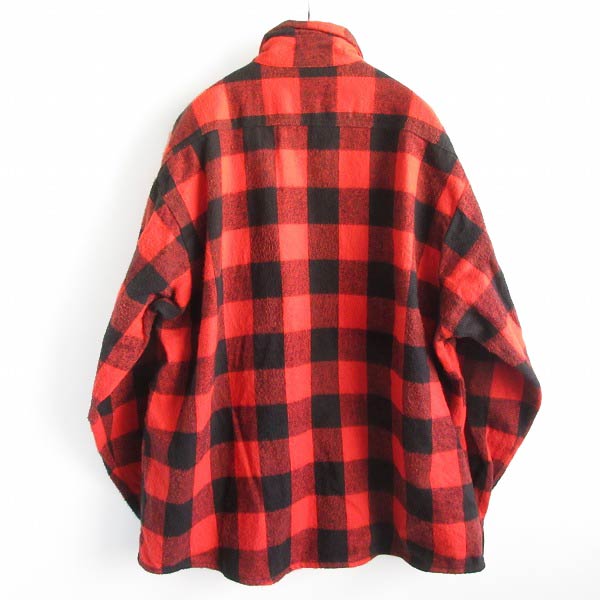 極美品 80's USA製 RED HEAD ブロックチェック ネルシャツ 赤黒系 3XL