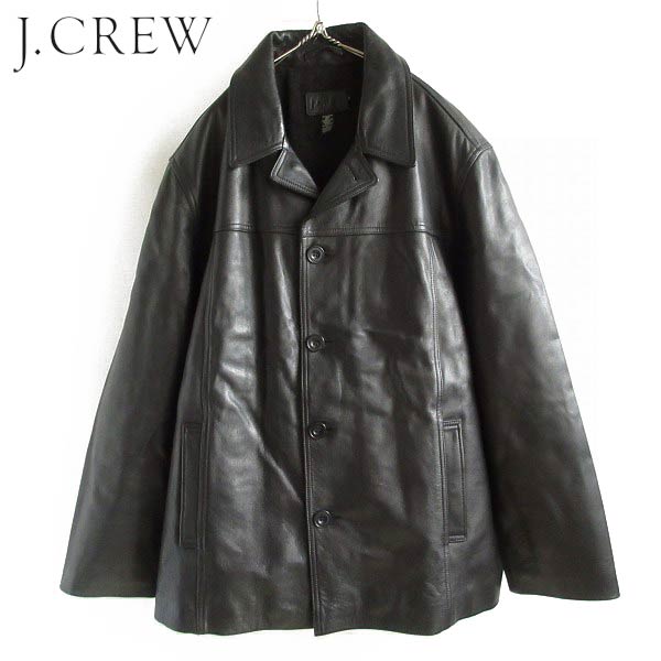 J.CREW 肉厚 レザー ジャケット Tバック 黒 XL カーコート ブラック 