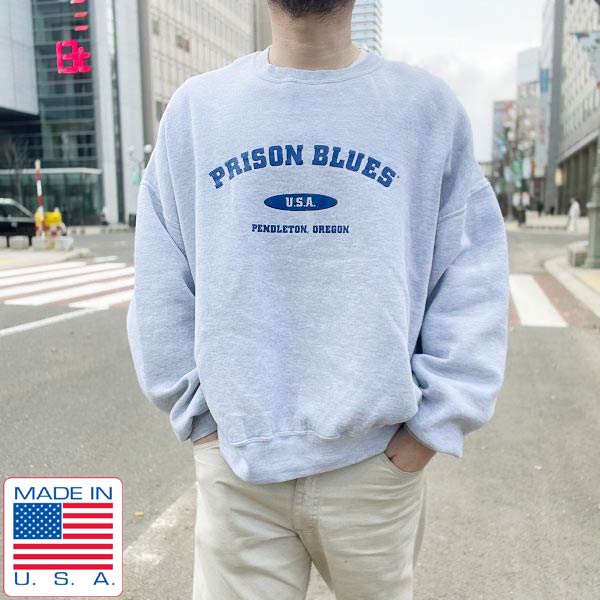 【入手困難】PRISON BLUES　USA PLATE スウェット　グレー　M