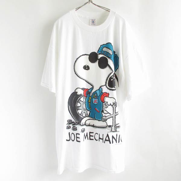 新品 90s スヌーピー JOE MECHANIC 両面プリント 半袖Tシャツ 白