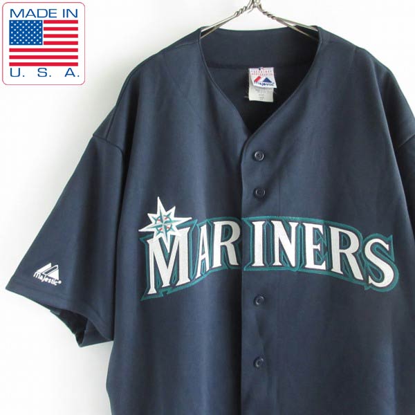 USA製 MLB Majestic シアトル マリナーズ ベースボールシャツ 2X