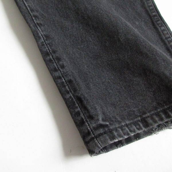 裾幅約180cm1995年製 USA製 リーバイス550 後染めブラックジーンズ 実寸W33脇割