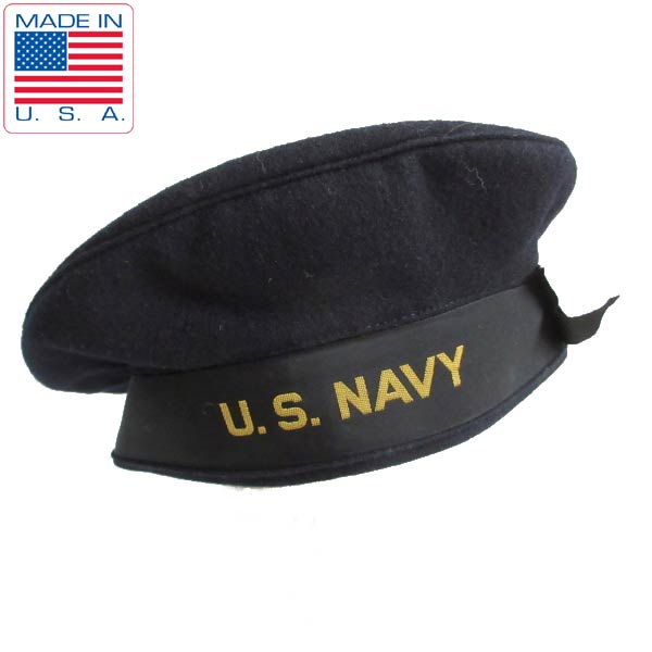 40s USA製 実物 米軍 US NAVY ウール ベレー帽 紺系 セーラー
